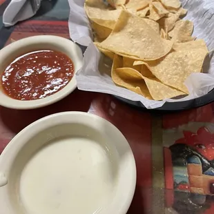 Chips, salsa and queso