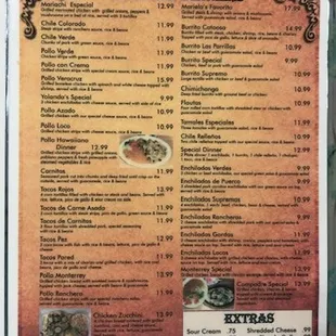 Menu as of 1/24/23