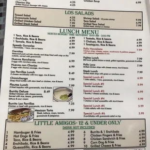 Updated menu with current prices.