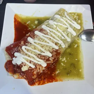 Asada burrito. I asked for half &amp; half sauce to try both.