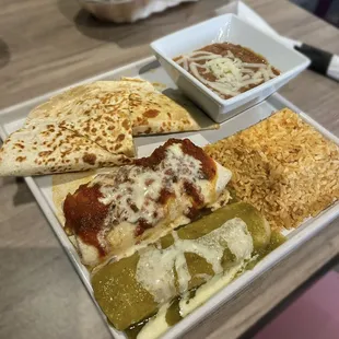 Combo 3: Quesadilla, Burrito, Enchilada