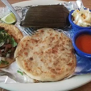 pupusas, taco, tamale
