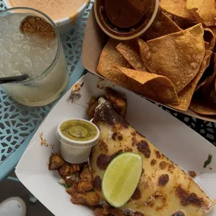 Queso - Guava Marg - Chips &amp; Salsa - Chicken Quesadilla