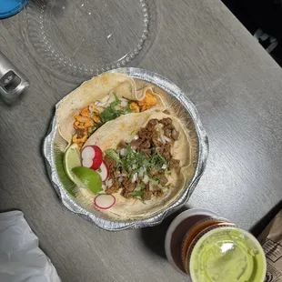 Al pastor and chicken tacos