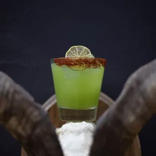 a shot of a lime margarita