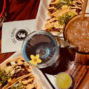 Costilla tacos and cielito lindo drink