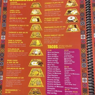 the breakfast menu
