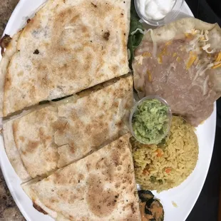 Chicken quesadillas..... huge portion