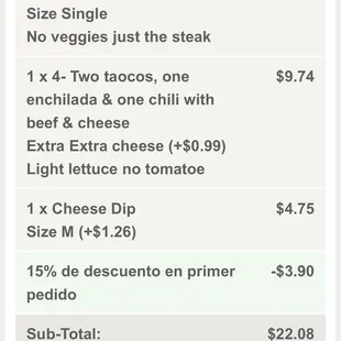 This is what my order was