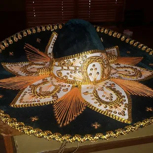 a mexican sombren on a table