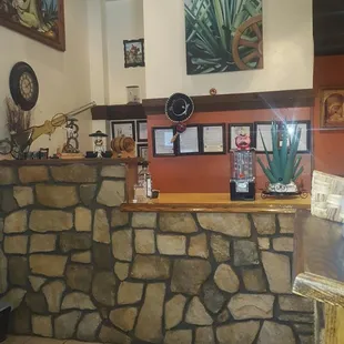 the interior of a mexican restaurant