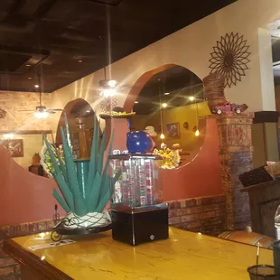 the interior of a mexican restaurant