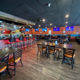 Here is the bar and dining tables.