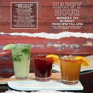 Mojito, hibiscus margarita  or tamarind margarita