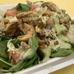 a close up of a salad