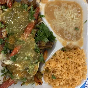 a meal in a styrofoam container