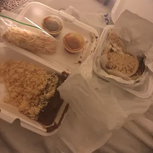 Cheese Pupusas. Rice and beans (box shifted during ride home)