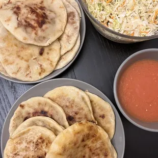 Pupusas w/ Curtido &amp; Red Sauce!