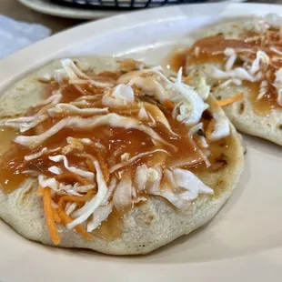 Pupusas with curtido and salsa