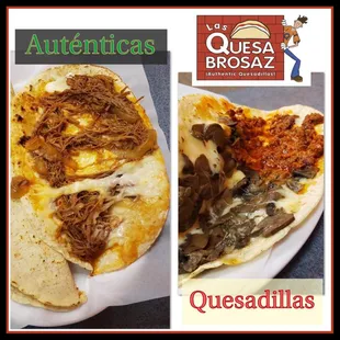 two different views of a quesadilla
