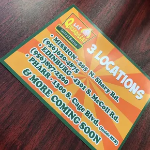 a menu for a restaurant