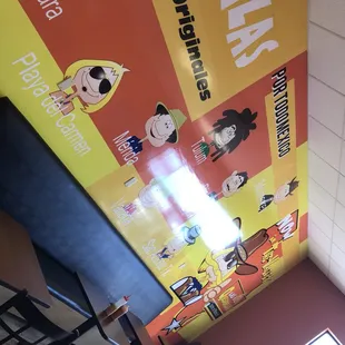 a sign in a restaurant