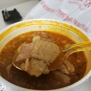 Tasty menudo, this stuff gives you muscles!