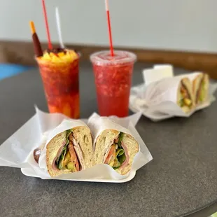 Torta de jamon y torta de milanesa.Melissa prepares the famous agua fresca of strawberry and delicious chamango.