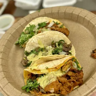 Al Pastor and Carne Asada Tacos.