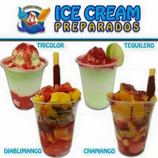 a variety of ice cream desserts