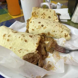 3. Carne Guisada Picadillo and Potato and Chorizo Breakfast Taco