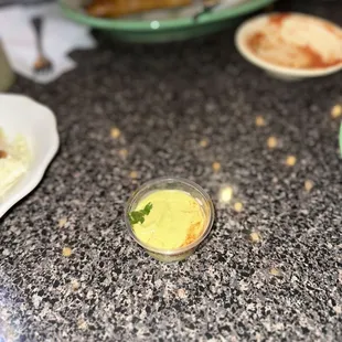 I don&apos;t know what this green sauce is (not table salsa verde) spicy and delicious