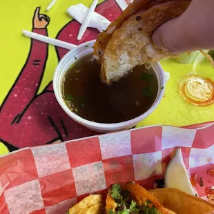 Consommé - Au jus for tacos?  I never knew this was a thing. Delicious!