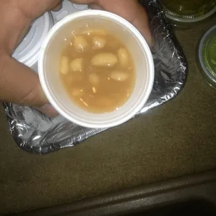 Beans that you can serve yourself for free either in a cup or on your taco