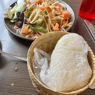 Sticky Rice &amp; Papaya Salad