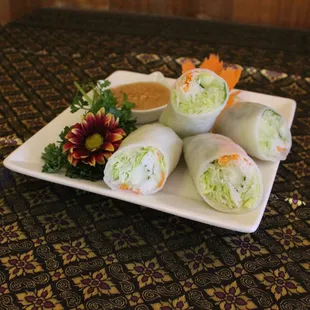 The Freshest rolls in town with a side of peanut sauce!