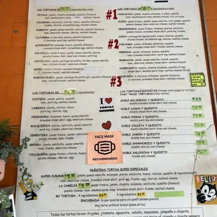 Menu as of April 2023