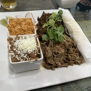Chef's Platter carnitas and barbacoa