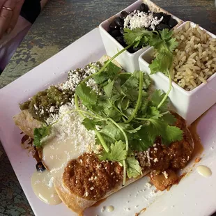Enchiladas Tres Combo of Chicken, Pork &amp; Steak Enchiladas