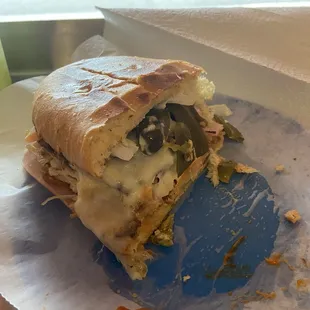 a half eaten sandwich