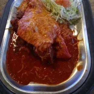 Stuffed Sopapilla with carne adovada smothered in red Chile sauce. This day it was excellent.