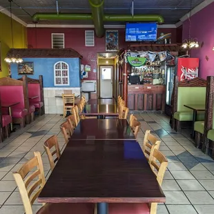 tables and booths in a restaurant