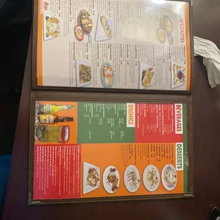 the menu of the restaurant