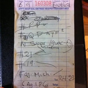 Our receipt after they split the bill