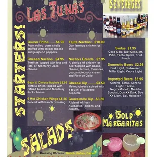 Appetizers, Salads, Beverages