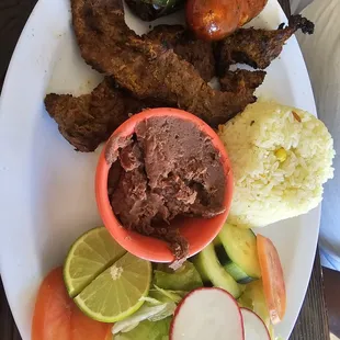 Carne asada plate with chorizo