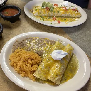 Burrito verde and lunch plate #10-enchiladas verde.