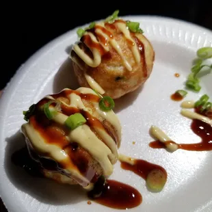 "Takoyaki" ($5) with kurobuta sausage in the middle.