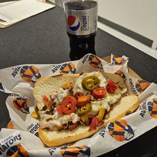 Aviator Philly with Jalapeños &amp; a Diet Pepsi!