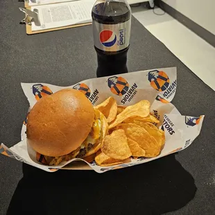Aviator Burger with Potato Chips &amp; a Diet Pepsi! Go Aviators!!!!